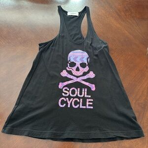 SoulCycle Black Tank with Purple Skull Graphic